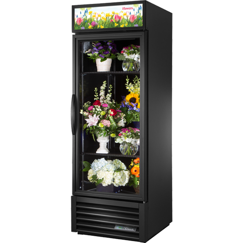 True - 27" Black Floral Refrigerator w/ 1 Glass Swing Door - GDM-23FC-HC-TSL01