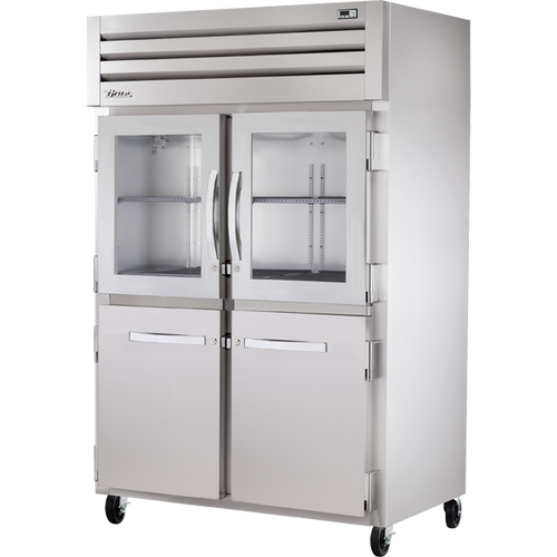 True - Spec Series 52" Stainless Steel Refrigerator w/ 2 Glass & 2 Solid Half Swing Doors  - STA2R-2HG/2HS-HC