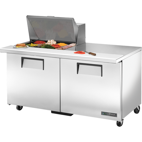 True - 60" Mega Top Refrigerated Prep Table w/ 2 Doors & 12 Pans - TSSU-60-12M-B-HC