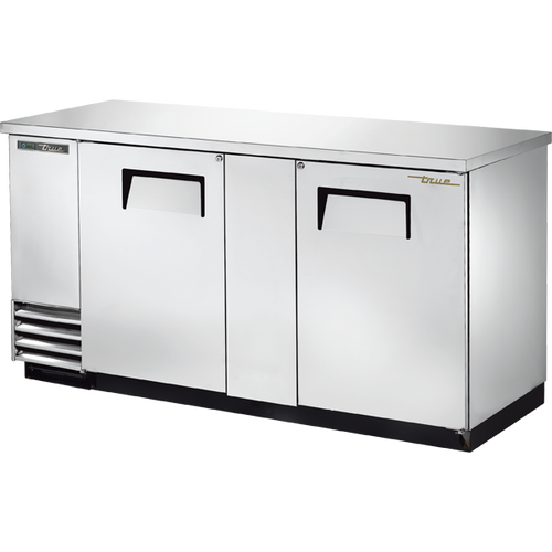 True - 69" Stainless Steel Back Bar Refrigerator w/ 2 Solid Swing Doors - TBB-3-S-HC