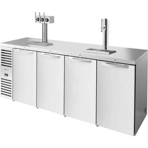 True - 92" Stainless Steel Refrigerated Beer Dispenser w/ 4 Taps & 4 Solid Swing Doors - TDR92-RISZ1-L-S-SSSS-1