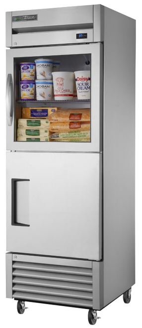 True - TS Series 27" Stainless Steel Refrigerator w/ 2 Glass/Solid Half Swing Doors - TS-23-1-G-1-HC-FGD01