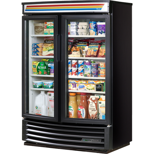 True - 40" Black Refrigerated Merchandiser w/ 2 Glass Swing Doors - GDM-35SL-RF-HC-LD