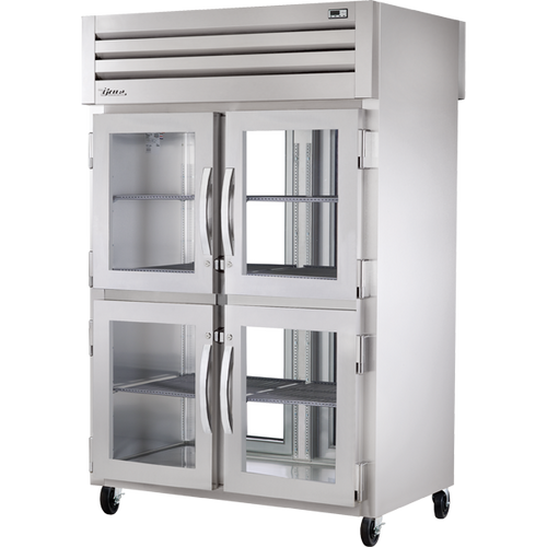 True - Spec Series 53" Stainless Steel Pass-Thru Refrigerator w/ Half Glass Doors - STG2RPT-4HG-2G-HC