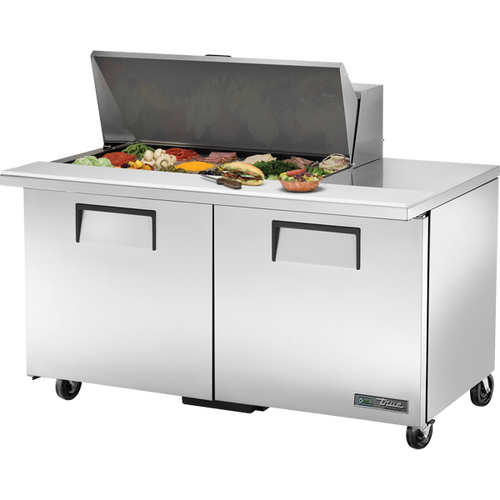 True - 60" Refrigerated Prep Table w/ 2 Doors & 18 Pans - TSSU-60-18M-B-HC