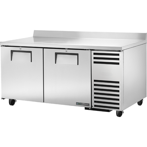 True - 67" Stainless Steel Worktop Refrigerator w/ 2 Doors - TWT-67-HC
