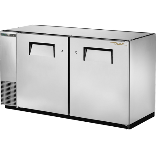 True - 60" Stainless Steel Undercounter Back Bar Refrigerator w/ 2 Solid Swing Doors - TBB-24GAL-60-S-HC