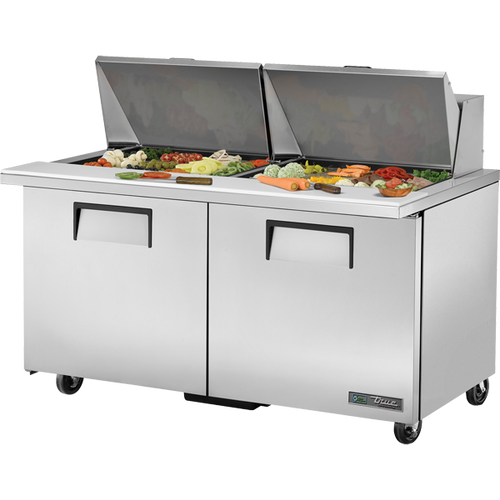 True - 60" Mega Top Refrigerated Prep Table w/ 2 Doors & 24 Pans - TSSU-60-24M-B-ST-HC