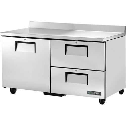True - 60" Stainless Steel Worktop Refrigerator w/ 1 Door & 2 Drawers - TWT-60D-2-HC