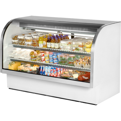 True - 72" White Curved Glass Refrigerated Display Case - TCGG-72-HC-LD