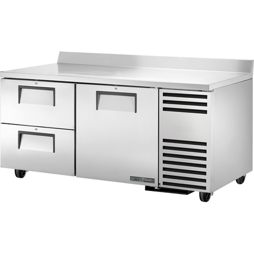 True - 67" Stainless Steel Worktop Refrigerator w/ 1 Door & 2 Drawers - TWT-67D-2-HC