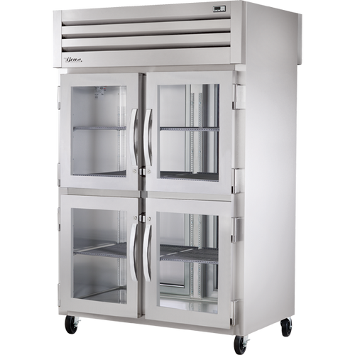 True - Spec Series 53" Stainless Steel Pass-Thru Refrigerator w/ Half Glass Doors & Solid Back Doors - STA2RPT-4HG-2S-HC