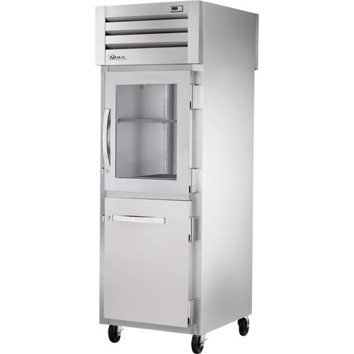 True - Spec Series 27.5" Stainless Steel Pass-Thru Refrigerator w/ Combination Half Front/Solid Rear Swing Doors - STG1RPT-1HG/1HS-1S-HC