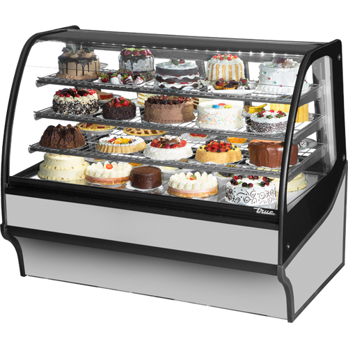 True - 59" Stainless Steel Curved Glass Refrigerated Display Case w/ Stainless Interior - TDM-R-59-GE/GE-S-S