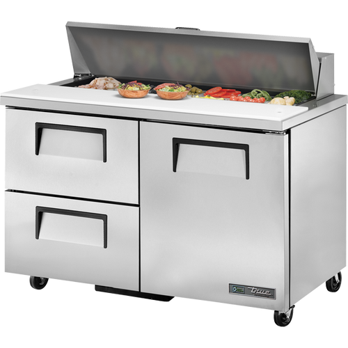 True - 48" Refrigerated Prep Table w/ 1 Door / 2 Drawers & 12 Pans - TSSU-48-12D-2-HC