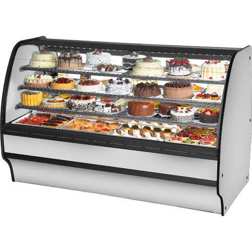 True - 77" Stainless Steel Curved Glass Refrigerated Display Case w/ Stainless Interior - TGM-R-77-SC/SC-S-S