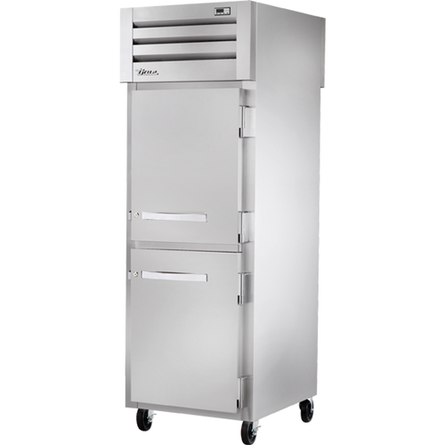 True - Spec Series 27.5" Stainless Steel Pass-Thru Refrigerator w/ Solid Half Front/Glass Rear Swing Doors - STR1RPT-2HS-1G-HC