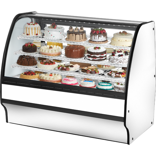 True - 59" White Curved Glass Refrigerated Display Case w/ White Interior - TGM-R-59-SC/SC-W-W