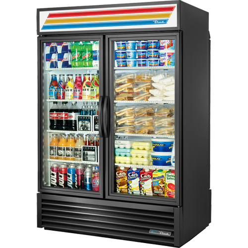 True - 54" Black Pass-Thru Refrigerated Merchandiser w/ Front Glass Swing Doors & Solid Back Doors - GDM-49RL-HC-TSL01