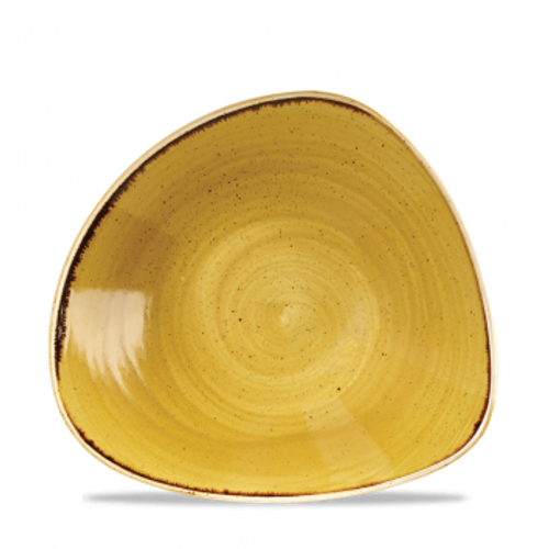 Churchill - Stonecast 21 oz Mustard Seed Yellow Triangle Bowl  - 12/Case