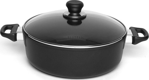 Scanpan - 3.2 L Classic Induction Low Sauce Pan with Lid- Non-Stick, Cast Aluminum, Made in Denmark