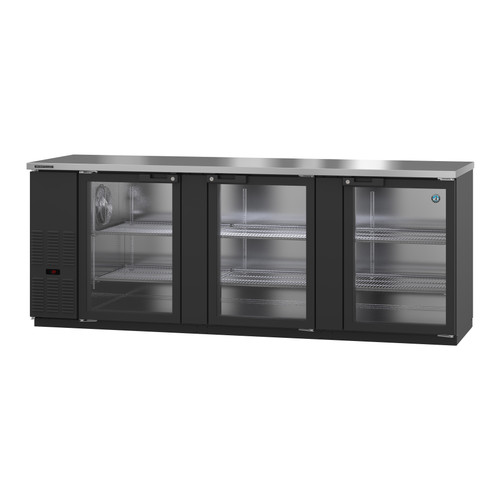 Hoshizaki - 95.5" Black Back Bar Refrigerator w/ 3 Glass Doors - BB95-G