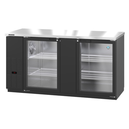 Hoshizaki - 69.5" Black Back Bar Refrigerator w/ 2 Glass Swing Doors - BB69-G