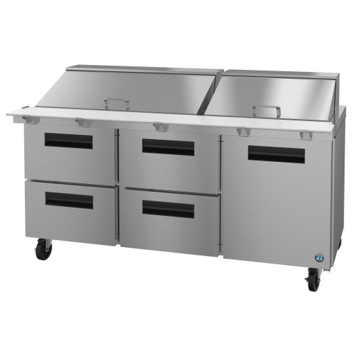 Hoshizaki - Steelheart 72" Mega Top Refrigerated Prep Table w/ 1 Door / 4 Drawers & 30 Pans - SR72B-30MD4