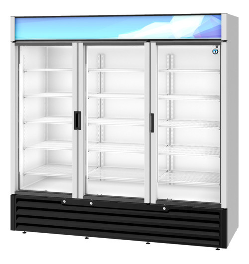 Hoshizaki - 78" Silver Refrigerator w/ 3 Glass Doors - RM-65-HC