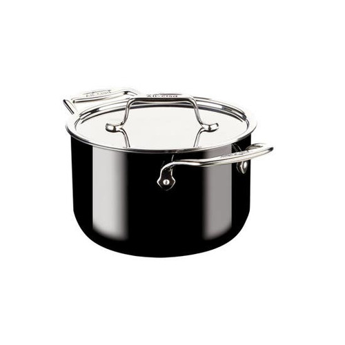 All Clad - Fusiontec Black 4 Qt  Soup Pot With Lid - Natural Ceramic With Steel Core