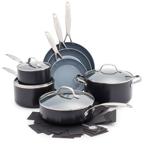 GreenPan - Valencia Pro 11 Piece Ceramic Non-Stick Cookware Set With 3 Bonus Pan Protectors