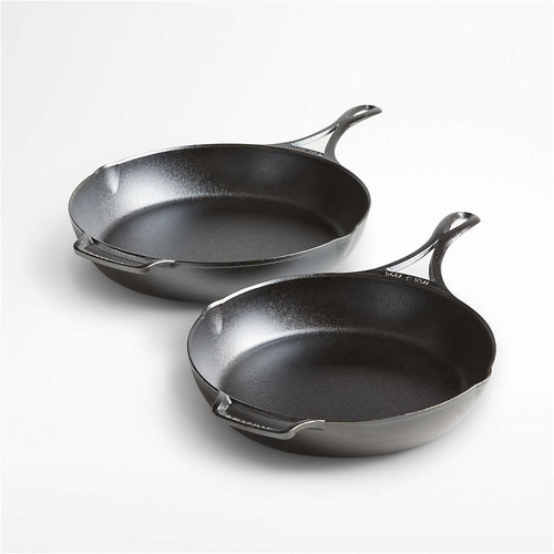 Lodge - Black Lock 10.25" and 12" Seasoned Cast Iron Skillets, Set of 2