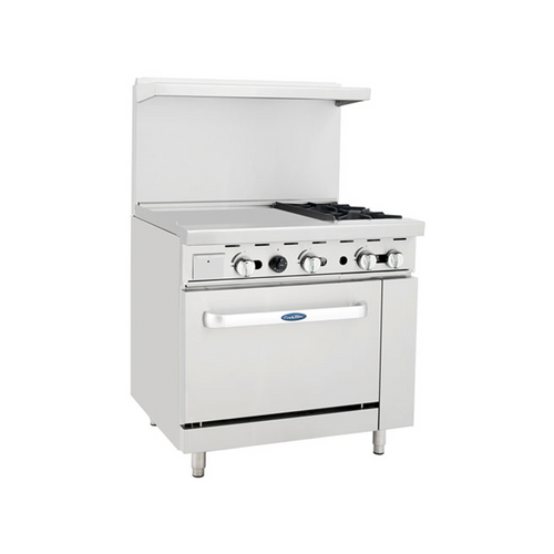 Atosa - 36" Natural Gas Range w/ Open Burners & Left Griddle - AGR-2B24GL-NG