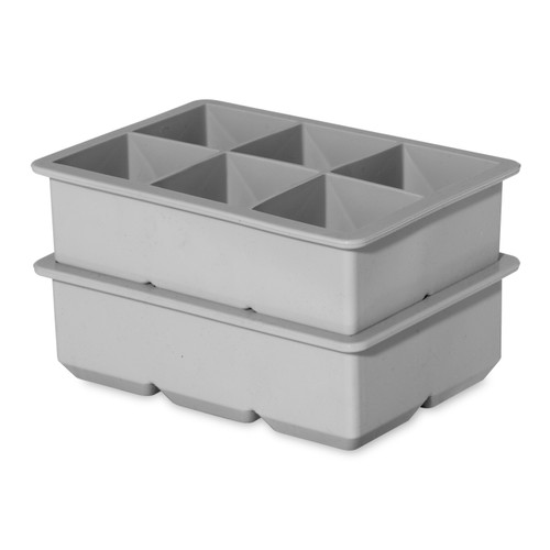 OGGI - Large Square 6 Cube Ice Trays - Set of 2 - Gray