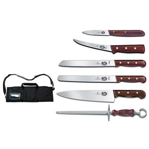 Victorinox - Rosewood 7 Piece Cutlery Roll Set w/ Canvas Case