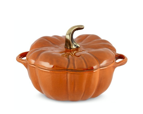 3.7L Pumpkin Shape Cast Iron Dutch Oven With Stainless Steel Knob