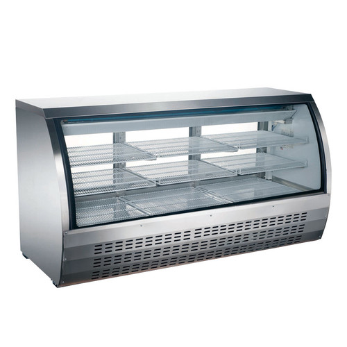 Omcan - 64" Curved Glass Stainless Steel Refrigerated Display Case - 50085