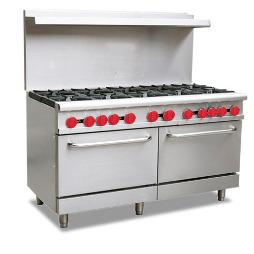 Omcan - 60" Natural Gas Range w/ 10 Burners & 2 Ovens - 46027