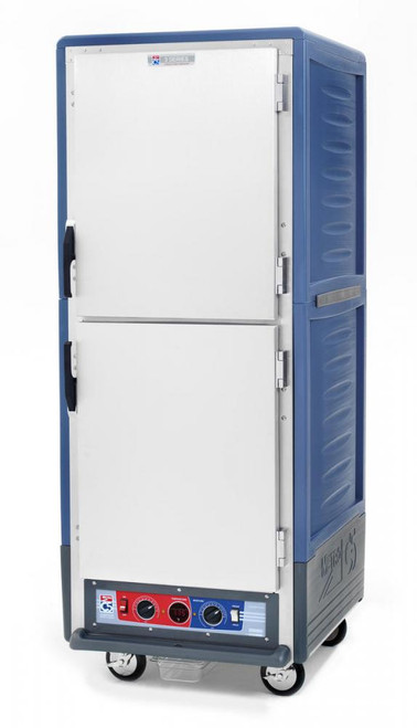 Metro C539-CLDS-4-BU C5 3 Series Insulated Low Wattage Full Size Heated Holding and Proofing Cabinet with Fixed Wire Slides and Solid Dutch Doors - Blue