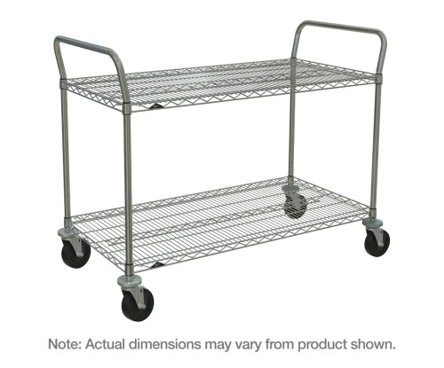 Metro 2SPN43ABR Super Erecta Brite Two Shelf Heavy Duty Utility Cart with Rubber Casters - 21" x 36" x 39"