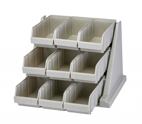 Cambro 9RS9480 Speckled Gray Versa Self Serve Condiment Bin Stand Set with 3-Tier Stand and 12" Condiment Bins
