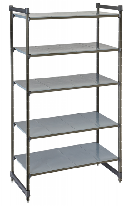 Cambro CBU183684S5580 Camshelving® Basics Plus Solid 5-Shelf Stationary Starter Unit - 18" x 36" x 84"
