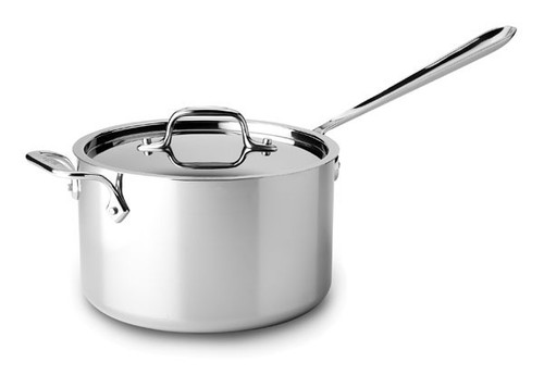 All-Clad - 4 QT d5 Brushed Stainless Saucepan with Loop Handle with Lid