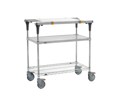 Metro MS1836-FGBR-PK1 PrepMate MultiStation with Cutting Board and Galvanized and Brite Zinc Wire Shelving - 38" x 19 3/8" x 39 1/8"