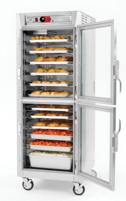 Metro C5 8 Series C589L-SDC-L Full Size Insulated Low Wattage Holding Cabinet with Clear Dutch Doors and Aluminum Lip Load Slides
