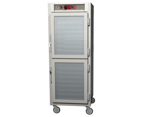 Metro C5 6 Series C569L-SDC-UPDC Full Size Insulated Low Wattage Pass-Through Holding Cabinet with Clear Dutch Doors and Chrome Universal Slides