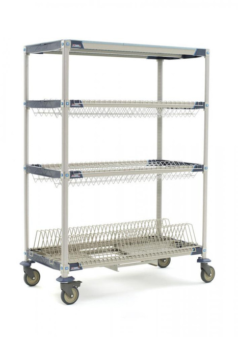 Metro PR48VX3-XDR MetroMax i Mobile Four Tier Bulk Tray Drying Rack with Drip Tray - 24" x 48" x 68"