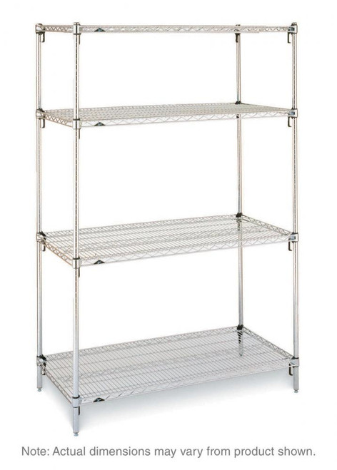 Metro A556C Super Adjustable Super Erecta 4-Shelf Chrome Wire Stationary Starter Shelving Unit - 24" x 48" x 63"