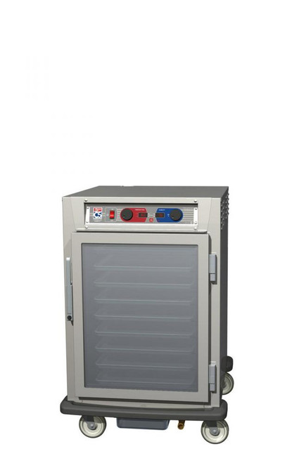 Metro - C5 9 Series Half Size Insulated Low Wattage Pass-Through Holding Cabinet with Clear Door and Chrome Universal Slides - C595L-SFC-UPFC