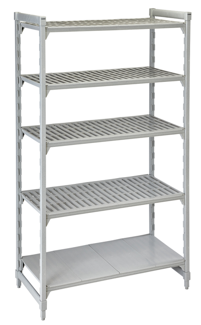 Cambro CPU182484VS5PKG Camshelving® Premium Stationary Starter Unit with 4 Vented Shelves and 1 Solid Shelf - 18" x 24" x 84"